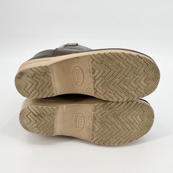 Sanita VTG Chocolate Brown Oiled Leather Mid-Calf Clog Boots Size 38 / 7-7.5 - Picture 9 of 16